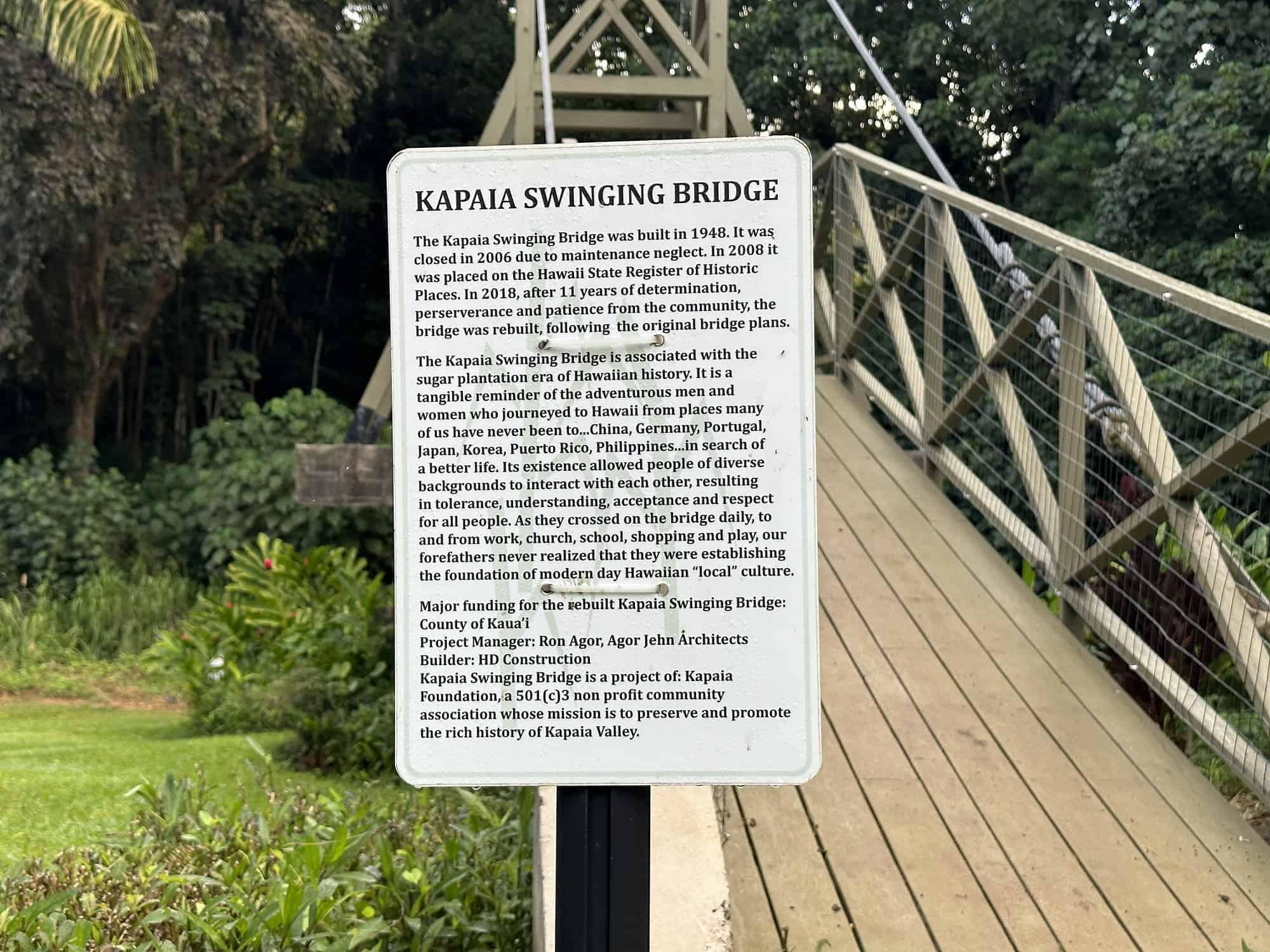 Kapaia Swinging Bridge