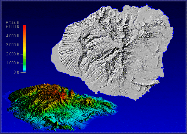 Kauai Elevation Map