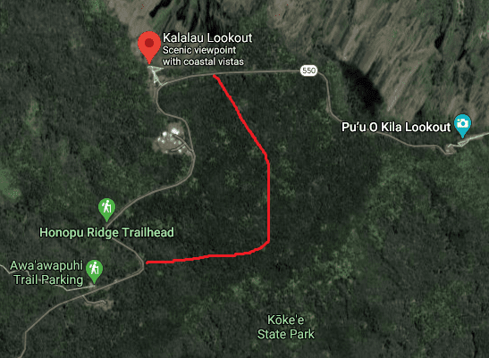 Kaluapuhi Trail Google Map